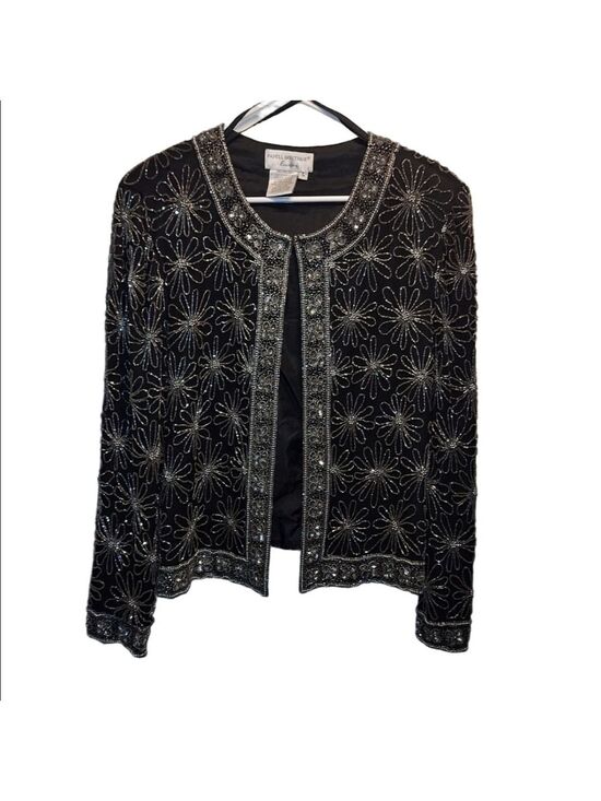 Papell Boutique Jackets & Blazers - Papell Boutique Black Silver Beaded Blazer Jacket Large
